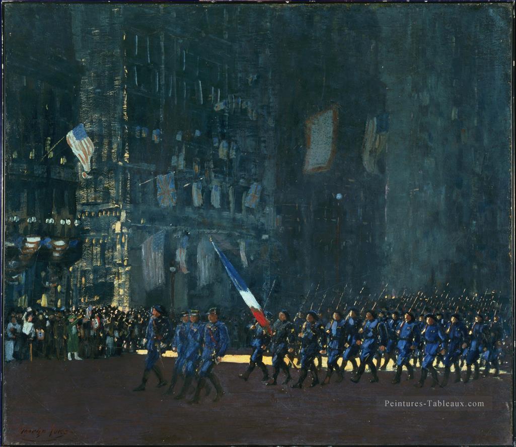 diables bleus sur la cinquième avenue 1918 George luks ville de scènes de rue de paysage urbain Peintures à l'huile